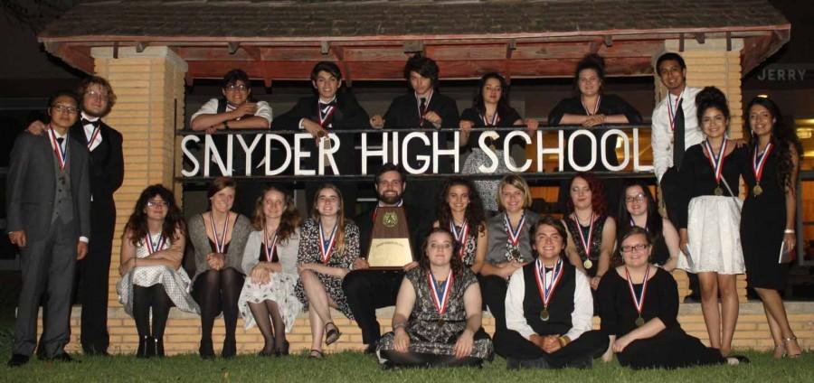 The One Act Play group after recieving their awards.